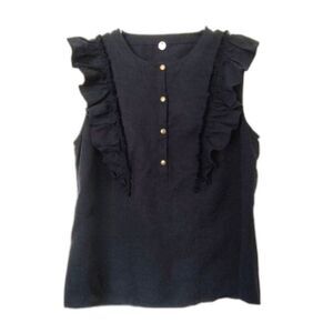 Margaret O'Leary ruffle twill blouse top S